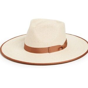 Brixton Cream and Brown Wide Brim Hat
